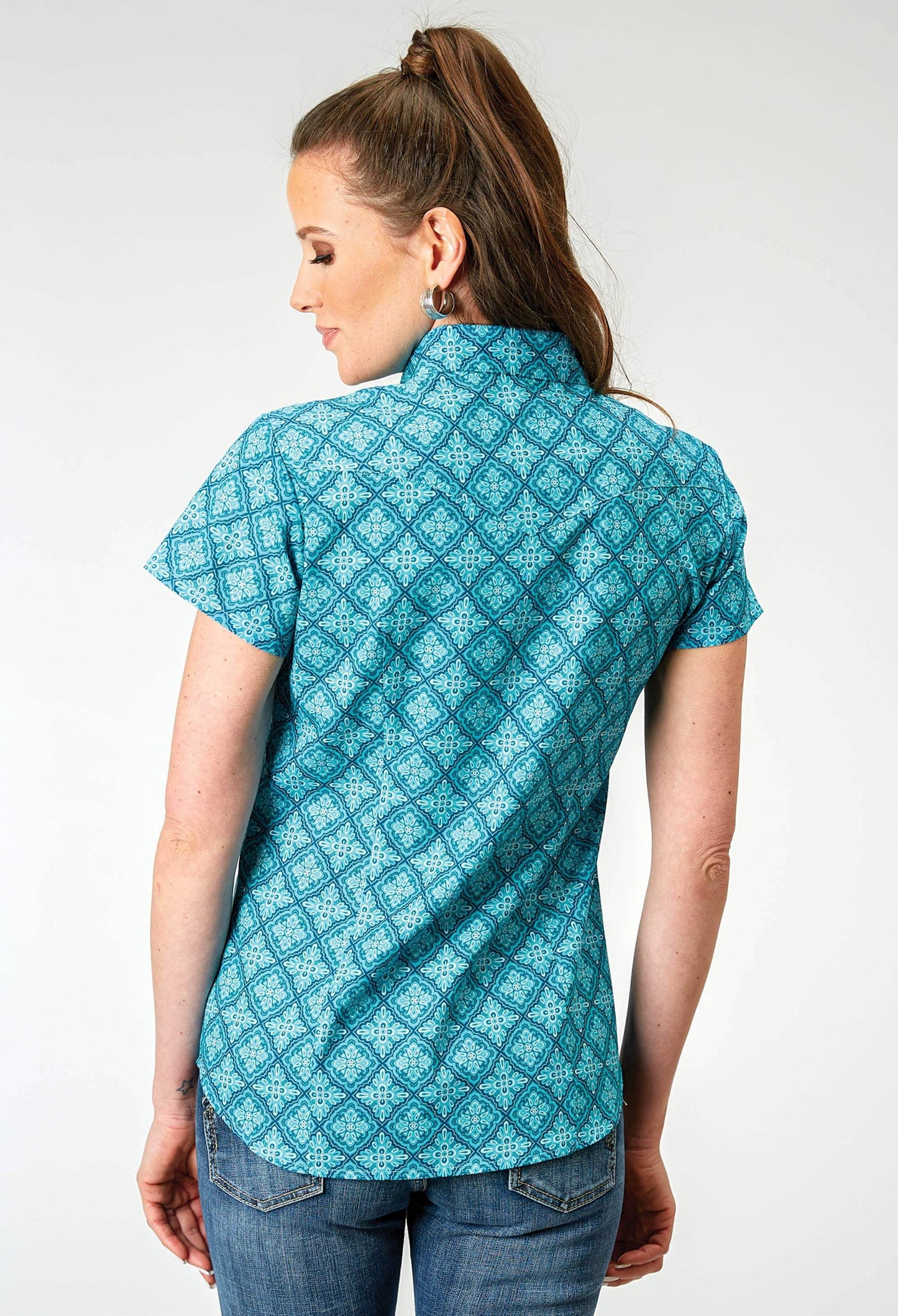 Roper Womens Short Sleeve Snap Lake Medallion Western Shirt - Roper - Flyclothing LLC