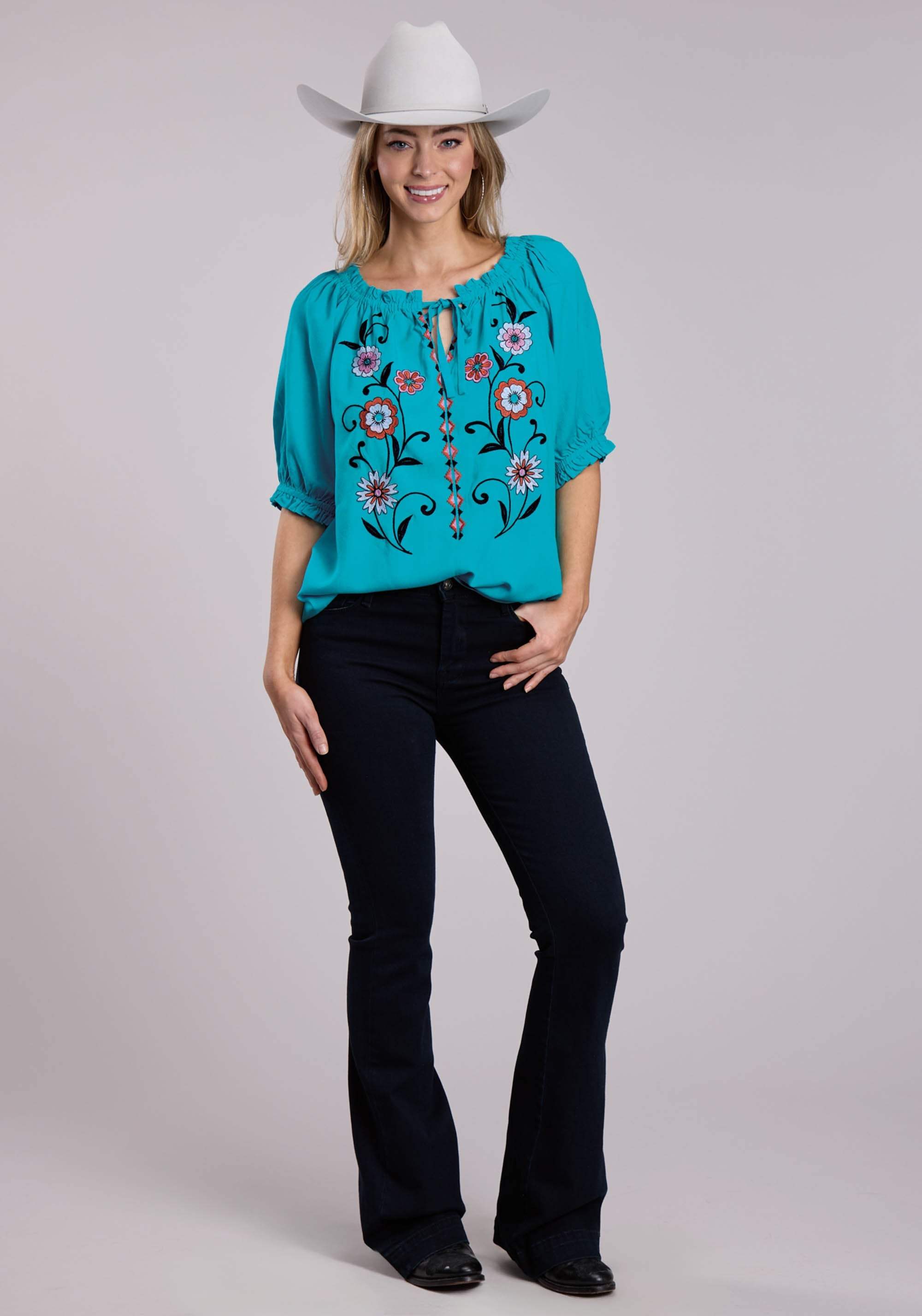 Womens Roper Rayon Challis Peasant Blouse - Roper - Flyclothing LLC