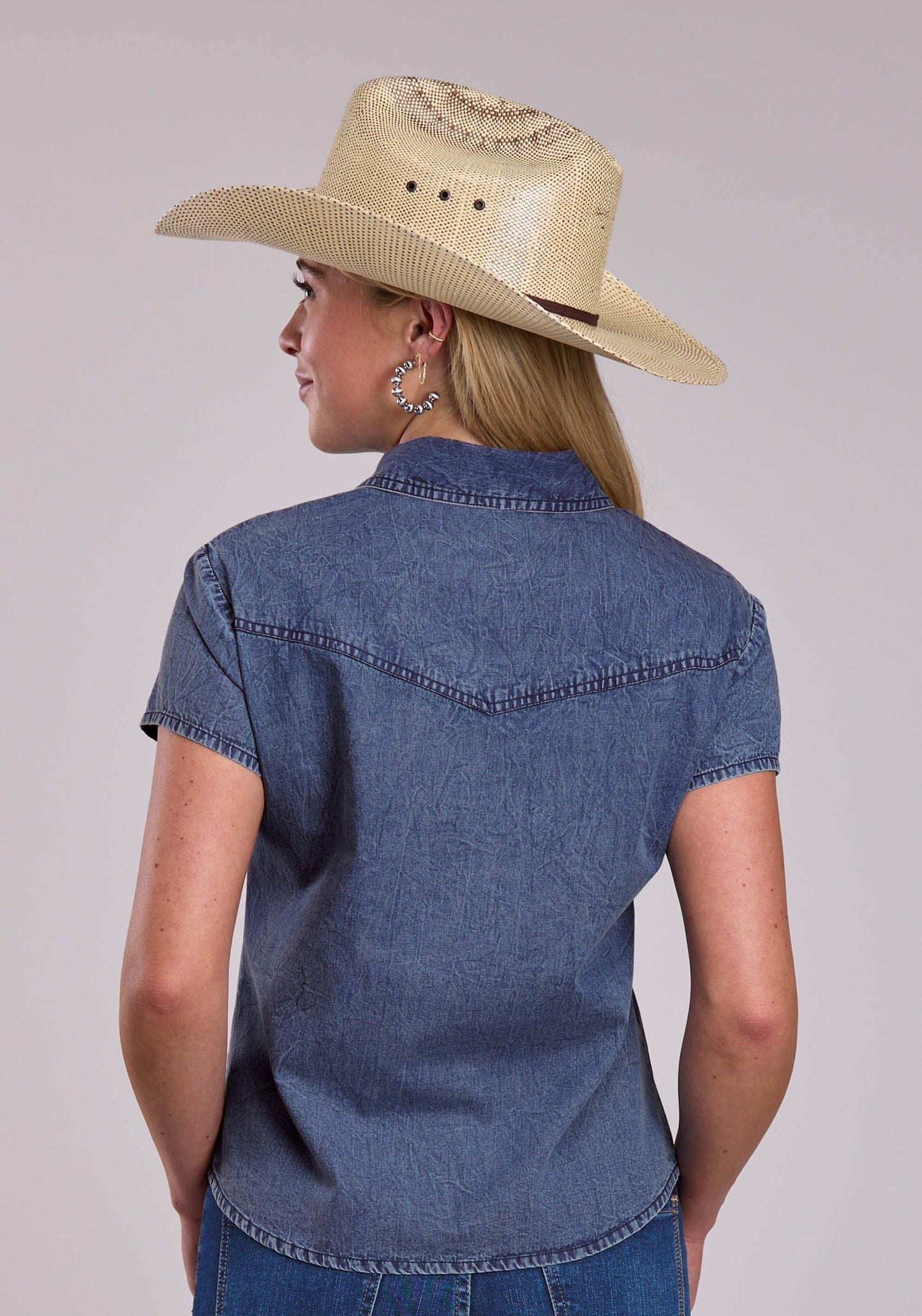 Womens Roper Blue Denim Western Blouse - Roper - Flyclothing LLC