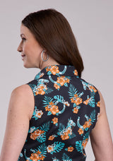 Womens Roper Hawaiian Print Sleeveless Snap Shirt