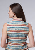Roper Womens Sleeveless Snap Distressed Aztec Print Top - Roper