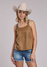 Womens Roper Camel Suede Belt Buckle Tank Top