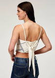 Roper Womens Sleeveless Rayon Flex Cotton Bandanna Tank Top With Adjustable Spaghetti Straps Embroidery Tie In Back - Roper