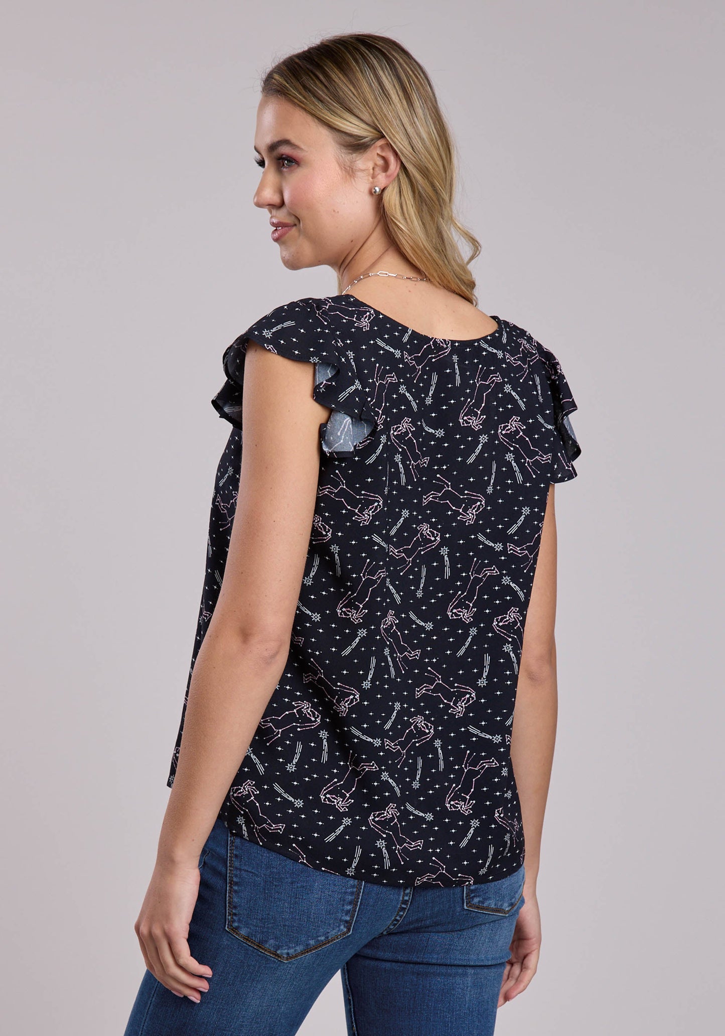 Womens Roper Constellations Print Rayon Sleeveless Tops