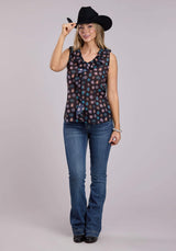 Womens Roper Black Concho Print Sleeveless Tops - Roper - Flyclothing LLC