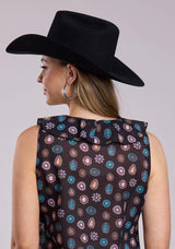 Womens Roper Black Concho Print Sleeveless Tops - Roper - Flyclothing LLC
