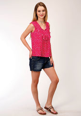 Roper Womens Red Arrow Print Sleeveless Top - Roper
