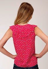 Roper Womens Red Arrow Print Sleeveless Top - Roper