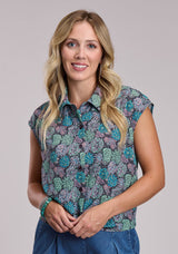 Womens Roper Poly Crepe Succulents Prt Blouse