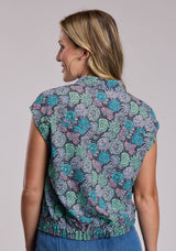 Womens Roper Poly Crepe Succulents Prt Blouse