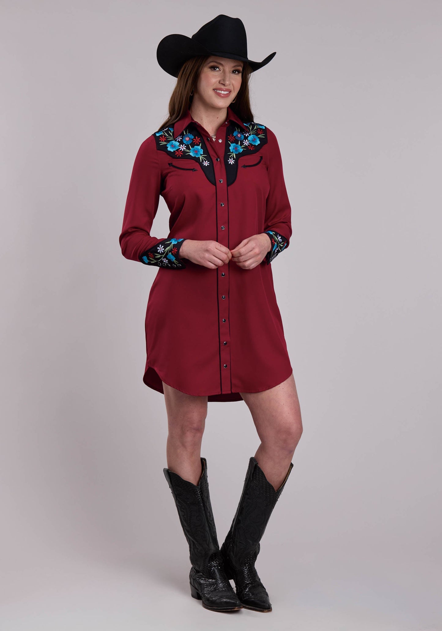 Womens Roper Poly Spandex Retro Long Sleeve Dress