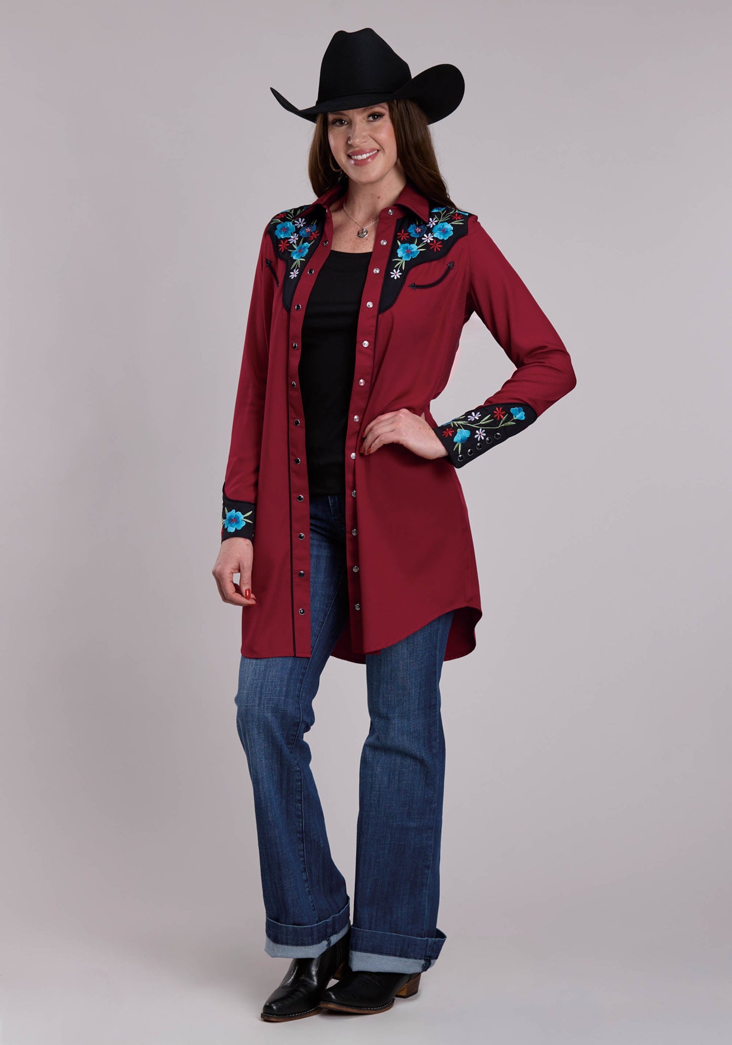 Womens Roper Poly Spandex Retro Long Sleeve Dress