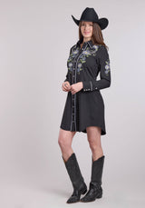 Womens Roper Poly Spandex Retro Long Sleeve Dress