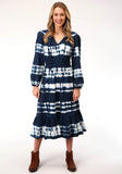 Roper Womens Sleeveless Indigo Knit Tie Dye Cotton Jersey Dress - Roper