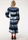 Roper Womens Sleeveless Indigo Knit Tie Dye Cotton Jersey Dress - Roper