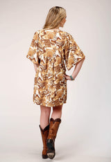 Roper Womens Short Sleeve Collage Print Peasant Dress With Dolman Sleeves Empire Waist - Roper - Flyclothing LLC