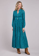 Roper Womens Long Sleeve Dress Button Tooled Floral Print Poly Georgette Western