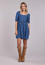 Womens Roper Blue Aztec Babydoll Short Sleeve Dress - Roper - Flyclothing LLC