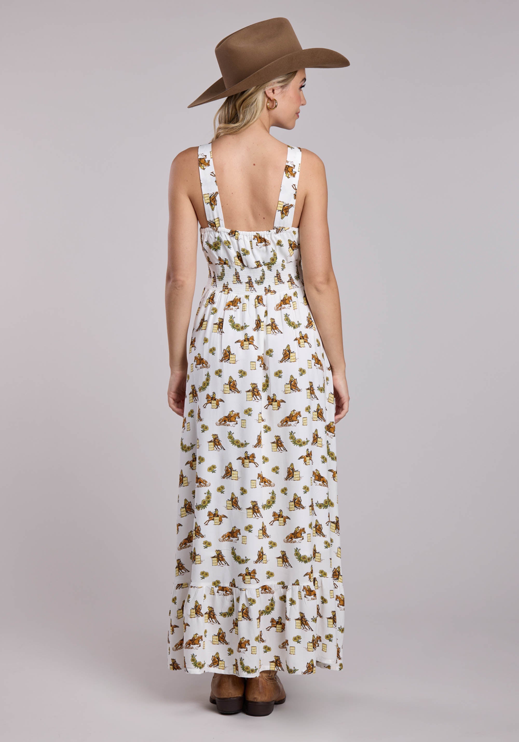 Womens Roper Racers Printed Rayon Sleeveless Dress
