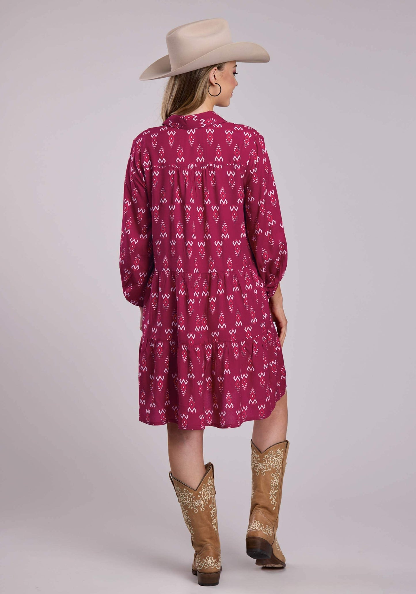 Womens Roper Raspberry Printed Rayon Long Sleeve Dress - Roper - Flyclothing LLC