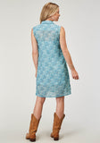 Roper Womens Sleeveless Ikat Cheveron Print Poly Shirt Dress - Roper