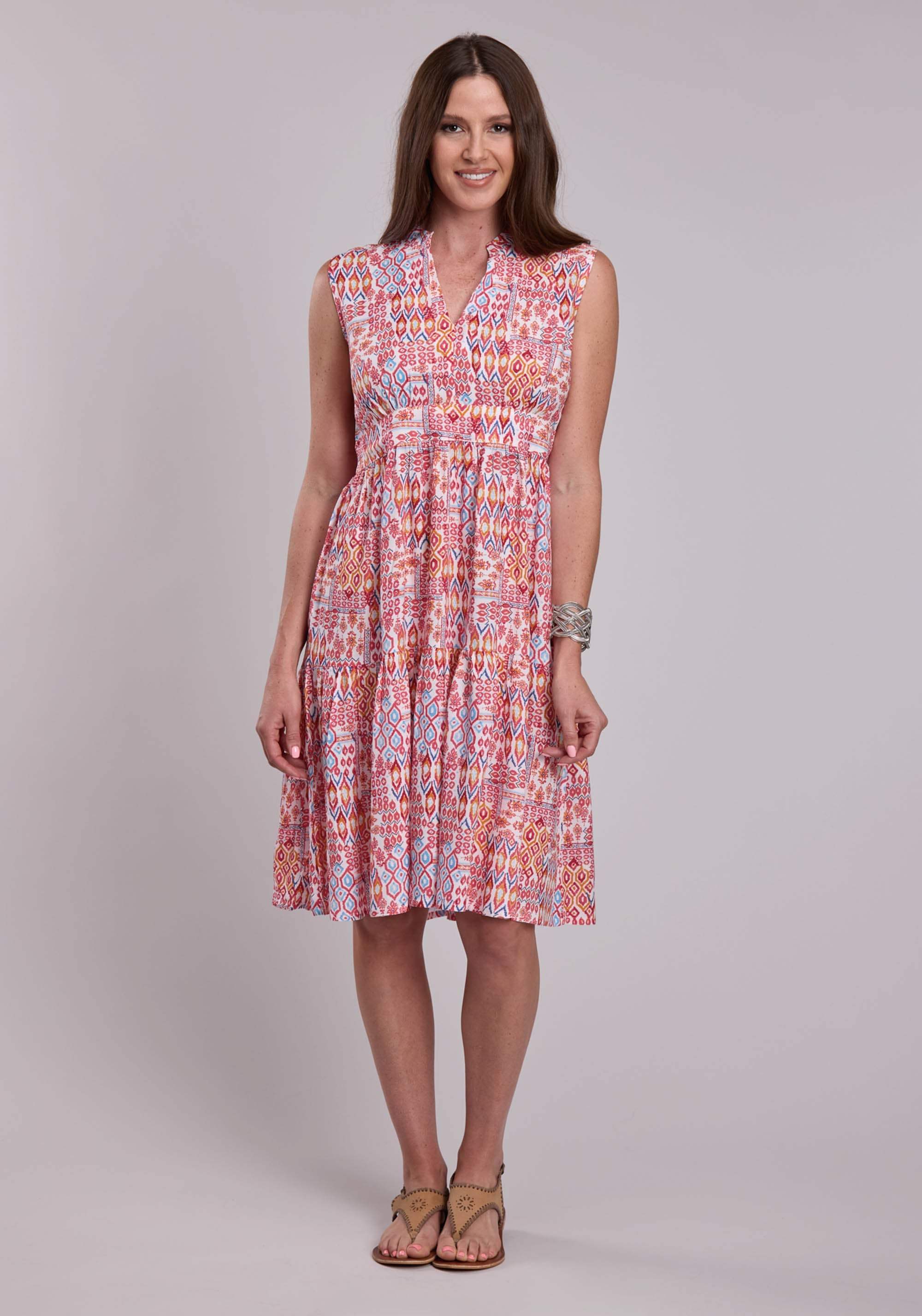 Womens Roper Aztec Patchwork Print Rayon Challis Sleeveless Dress - Roper - Flyclothing LLC