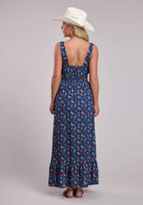 Womens Roper Navy Roses Printed Rayon Sleeveless Dress - Roper - Flyclothing LLC