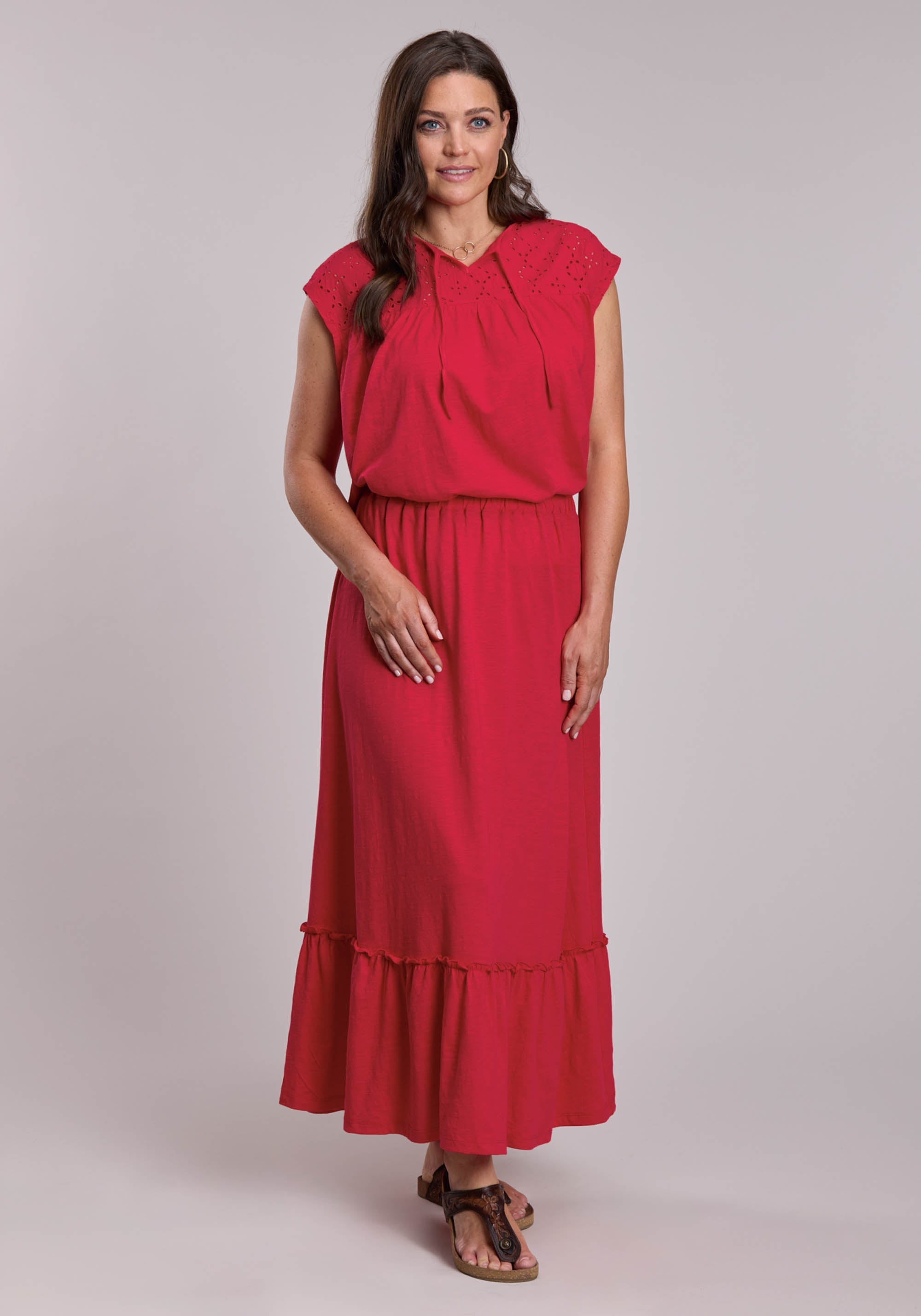 Womens Roper Slub Jersey Knit Midi Skirt