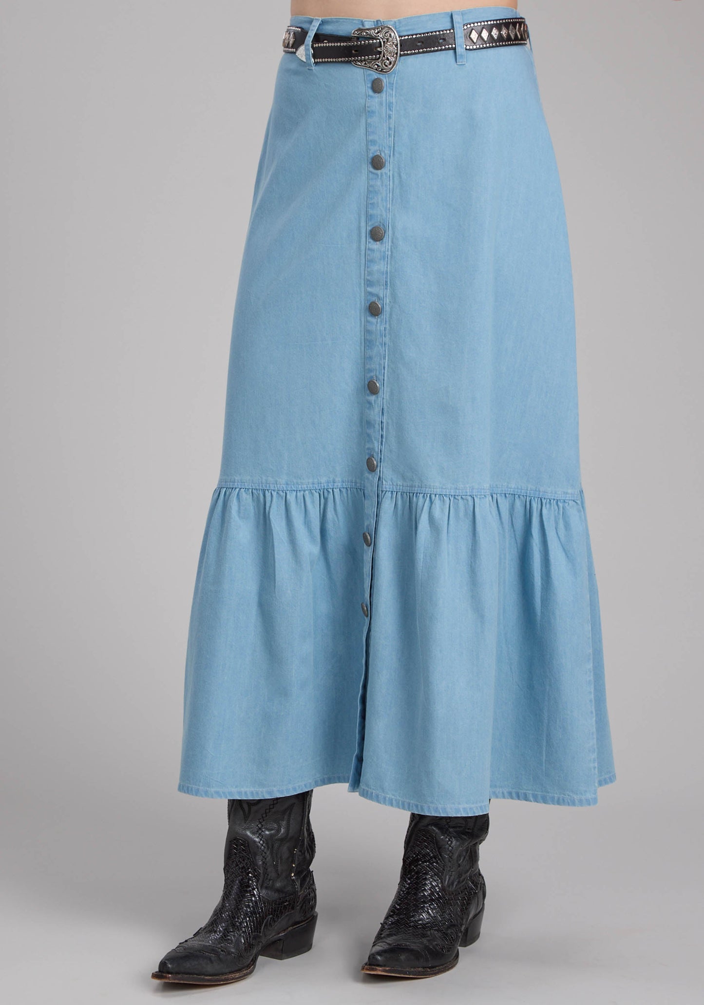 Roper Womens Cotton Denim Skirt Skirt Button Dress