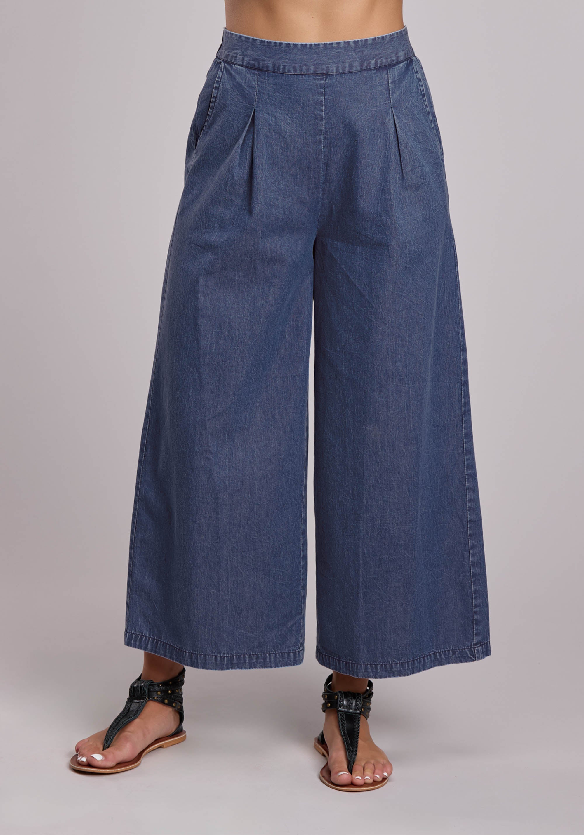 Womens Roper Denim Palazzo Pants