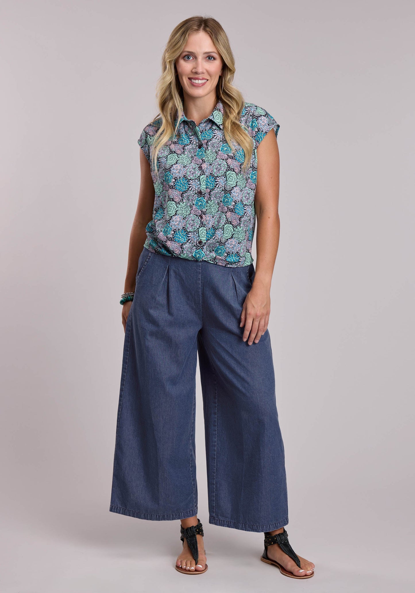 Womens Roper Denim Palazzo Pants