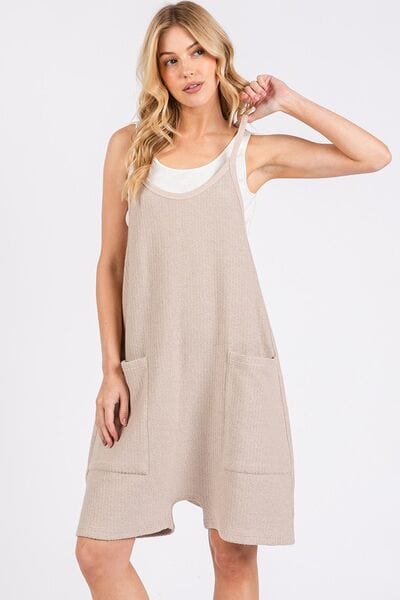 Mittoshop Scoop Neck Spaghetti Strap Overalls with Pockets - Trendsi