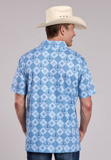 Mens Roper Retro Diamonds Print Short Sleeve Shirt