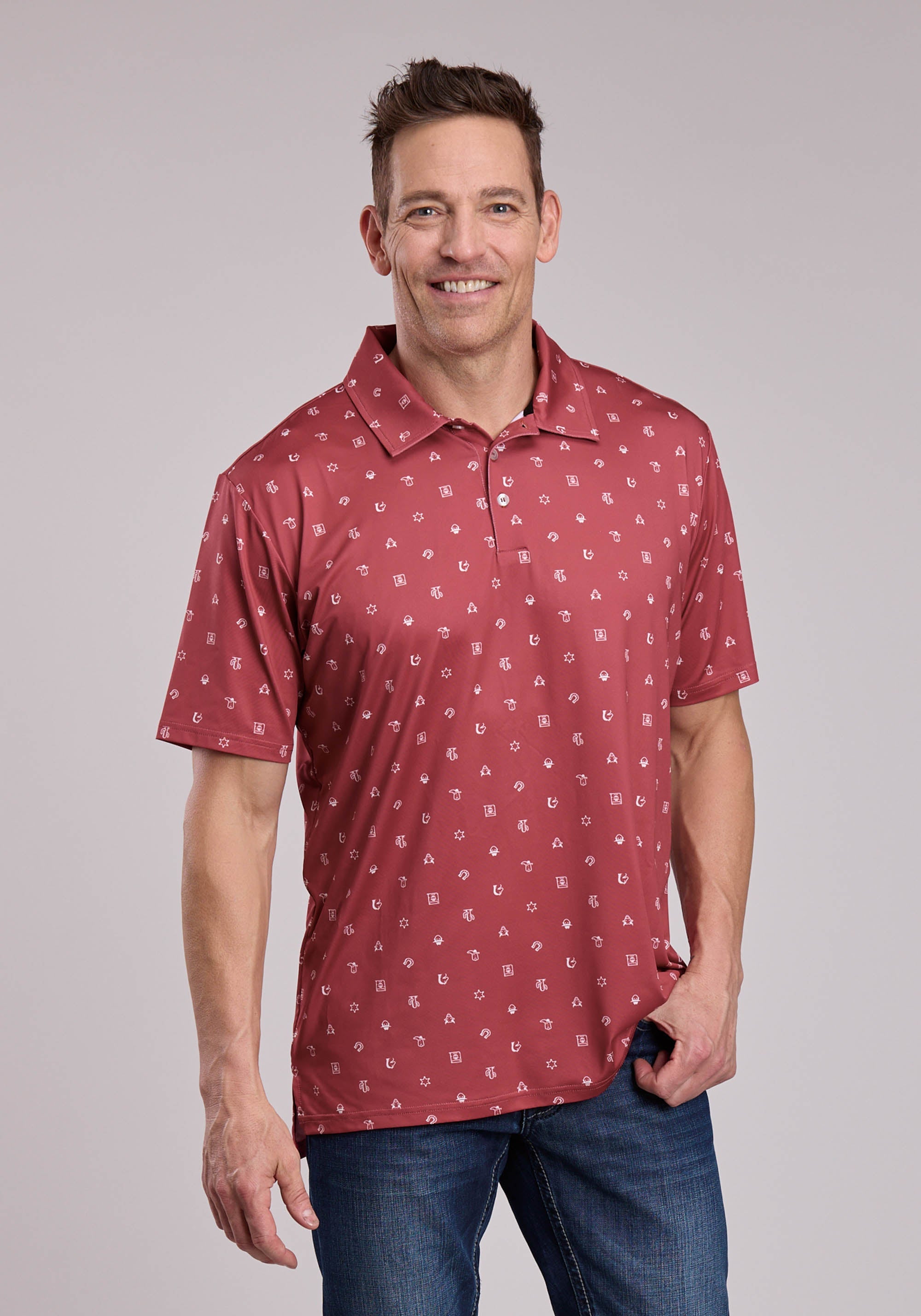 Mens Roper Western Icon Print Short Sleeve Shirt