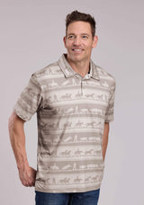 Mens Roper Cowboy Rugby Print Short Sleeve Shirt - Roper - Flyclothing LLC