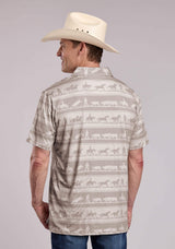 Mens Roper Cowboy Rugby Print Short Sleeve Shirt - Roper - Flyclothing LLC