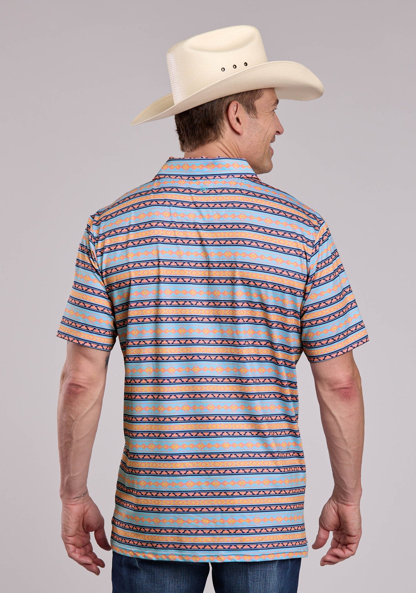 Mens Roper Small Aztec Stripe Print Short Sleeve Shirt