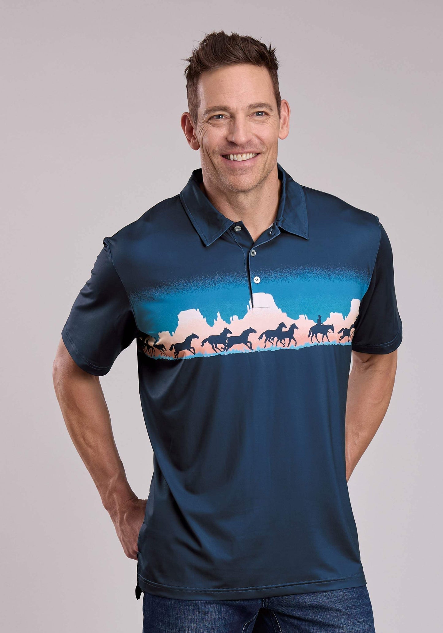 Mens Roper Mesa Border Print Short Sleeve Shirt - Roper - Flyclothing LLC