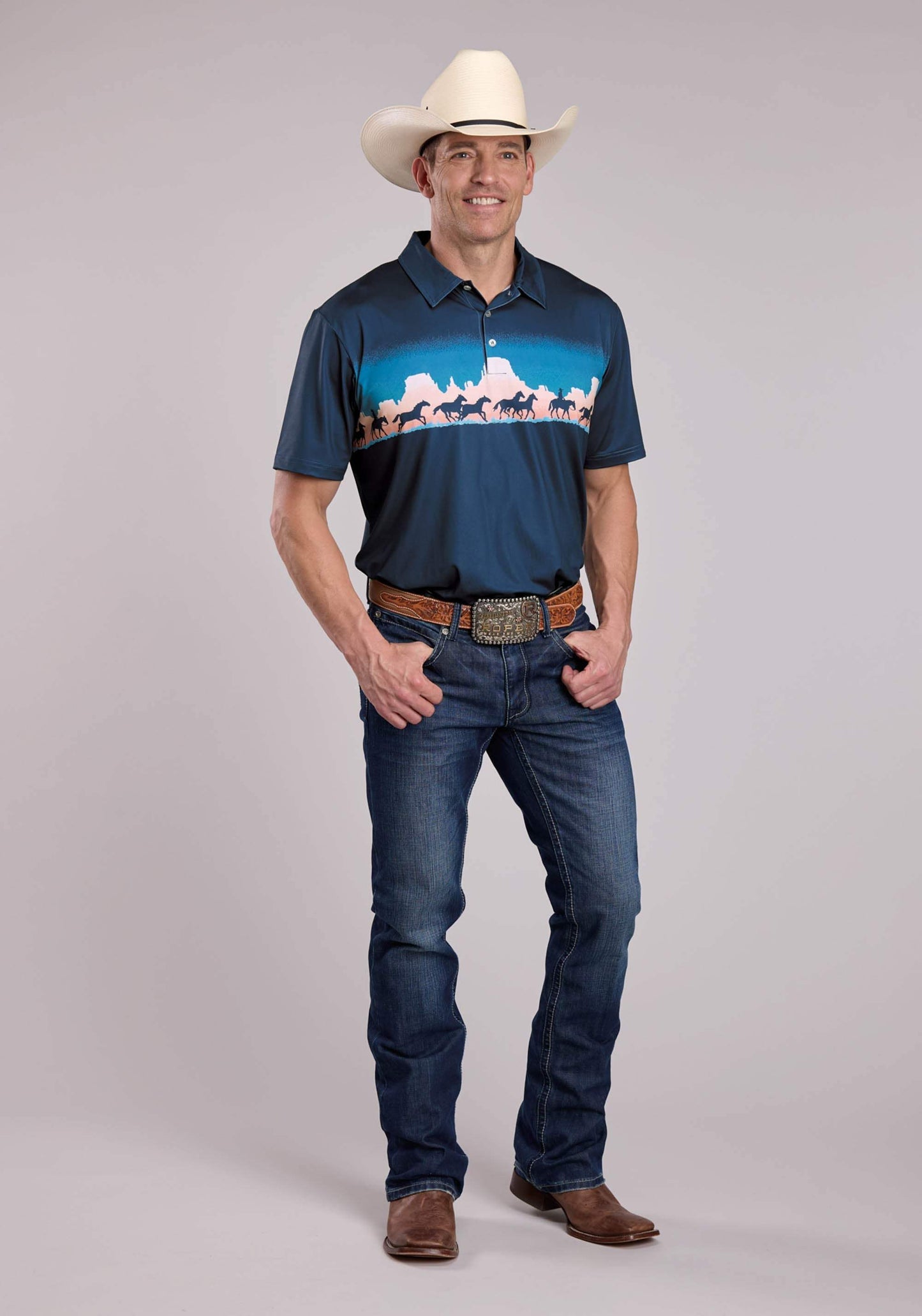 Mens Roper Mesa Border Print Short Sleeve Shirt - Roper - Flyclothing LLC