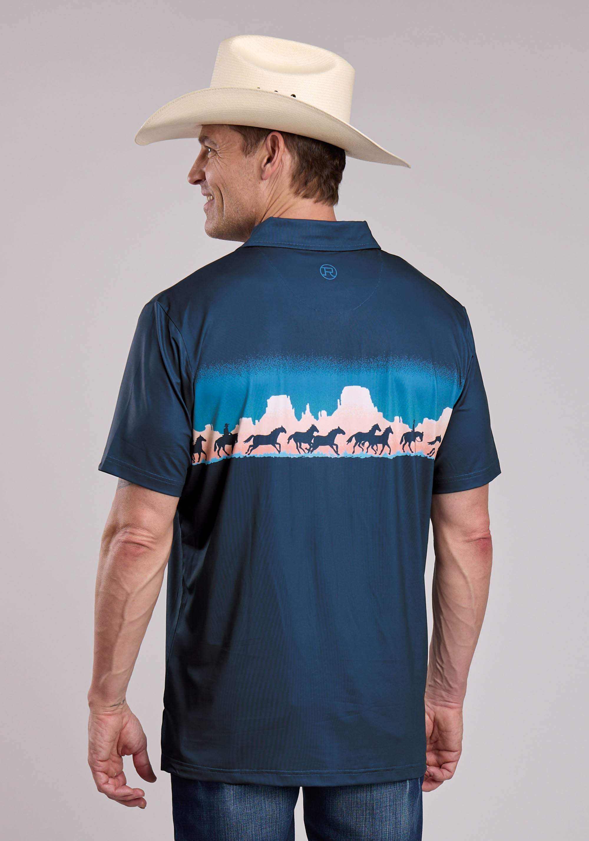 Mens Roper Mesa Border Print Short Sleeve Shirt - Roper - Flyclothing LLC