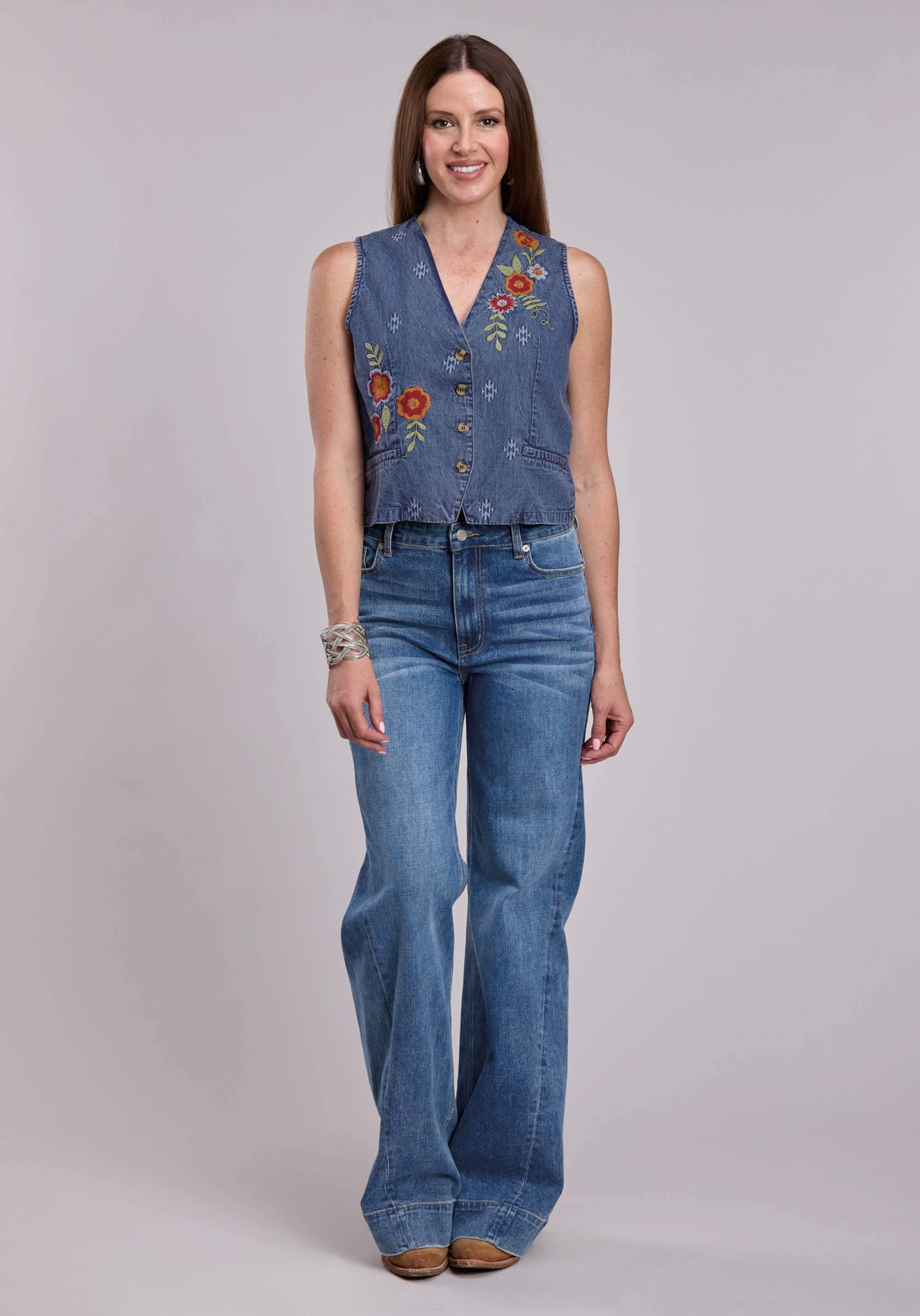 Womens Roper Button Front Denim Vest - Roper - Flyclothing LLC