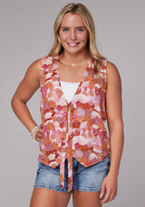 Roper Womens Groovy Cacti Print Rayon Vest Pullover Vest