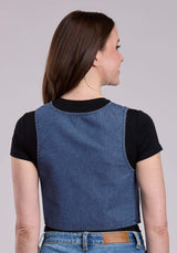 Roper Womens Vest Button Dk Denim Mini Western Vest - Roper - Flyclothing LLC