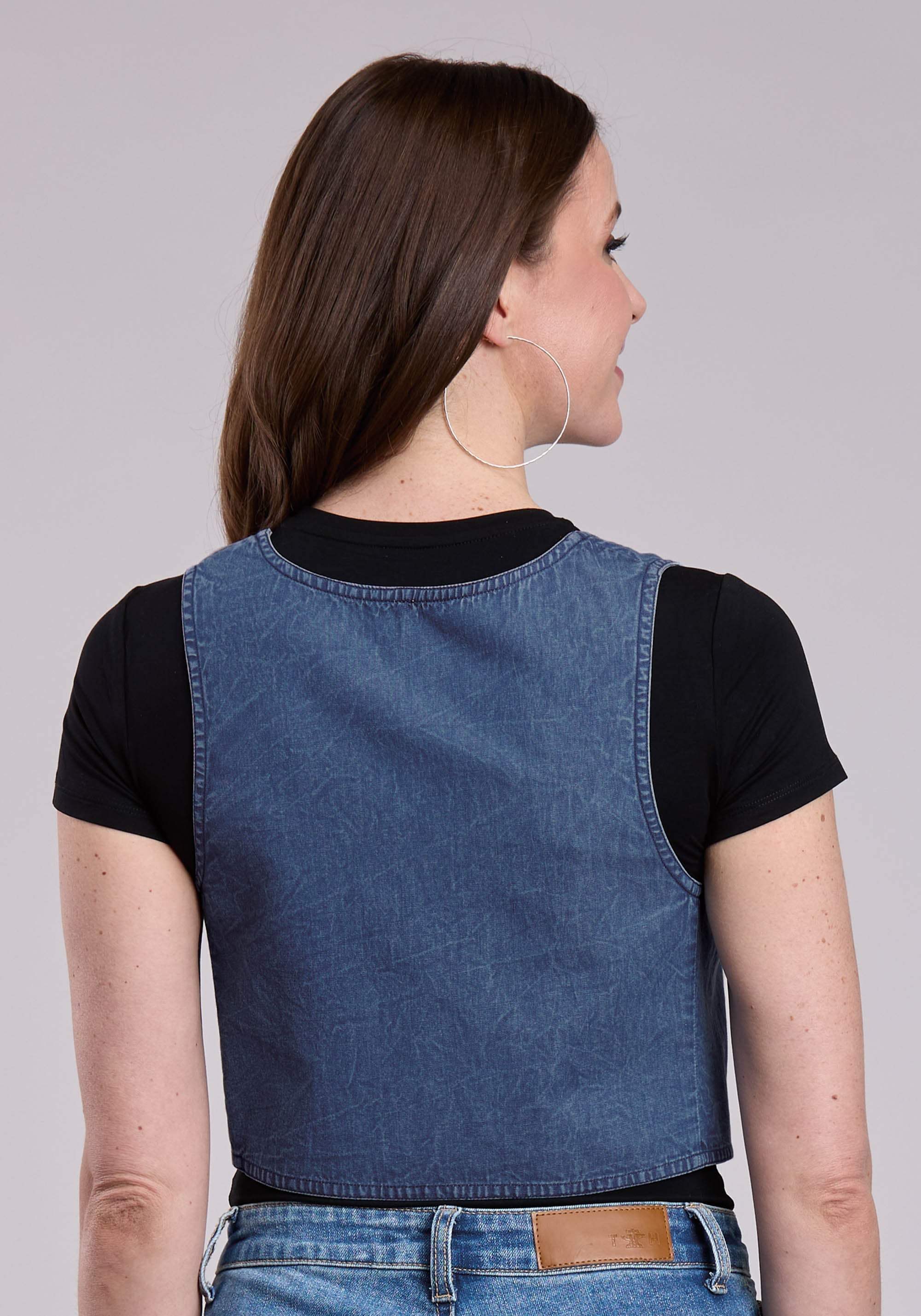 Roper Womens Vest Button Dk Denim Mini Western Vest - Roper - Flyclothing LLC