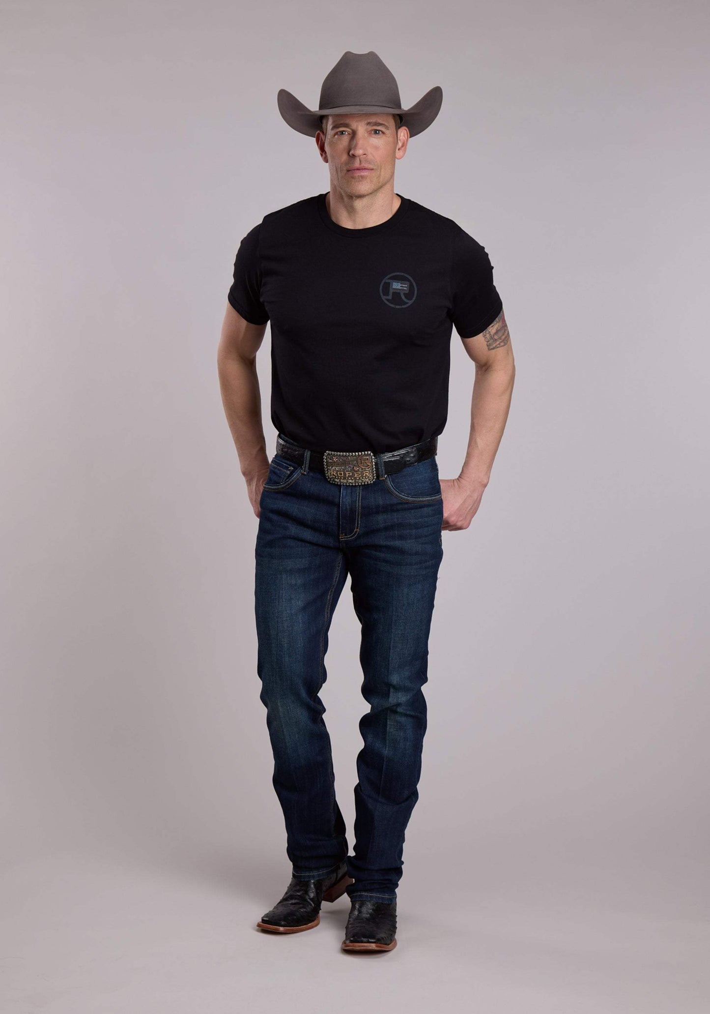 Unisex Roper American Flag With Horseman Shiloutte Tee - Roper - Flyclothing LLC
