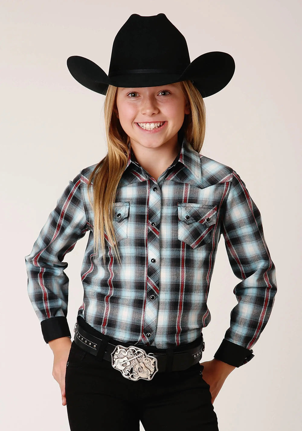Roper Girls Long Sleeve Snap Dusk Dobby Western Shirt - Roper