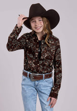 Roper Girls Long Sleeve Snap Brilliant Paisley Print Western Shirt - Roper - Flyclothing LLC