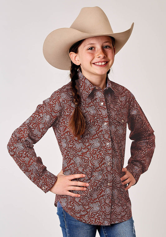Roper Girls Long Sleeve Snap Vintage Paisley Print Western Shirt - Roper
