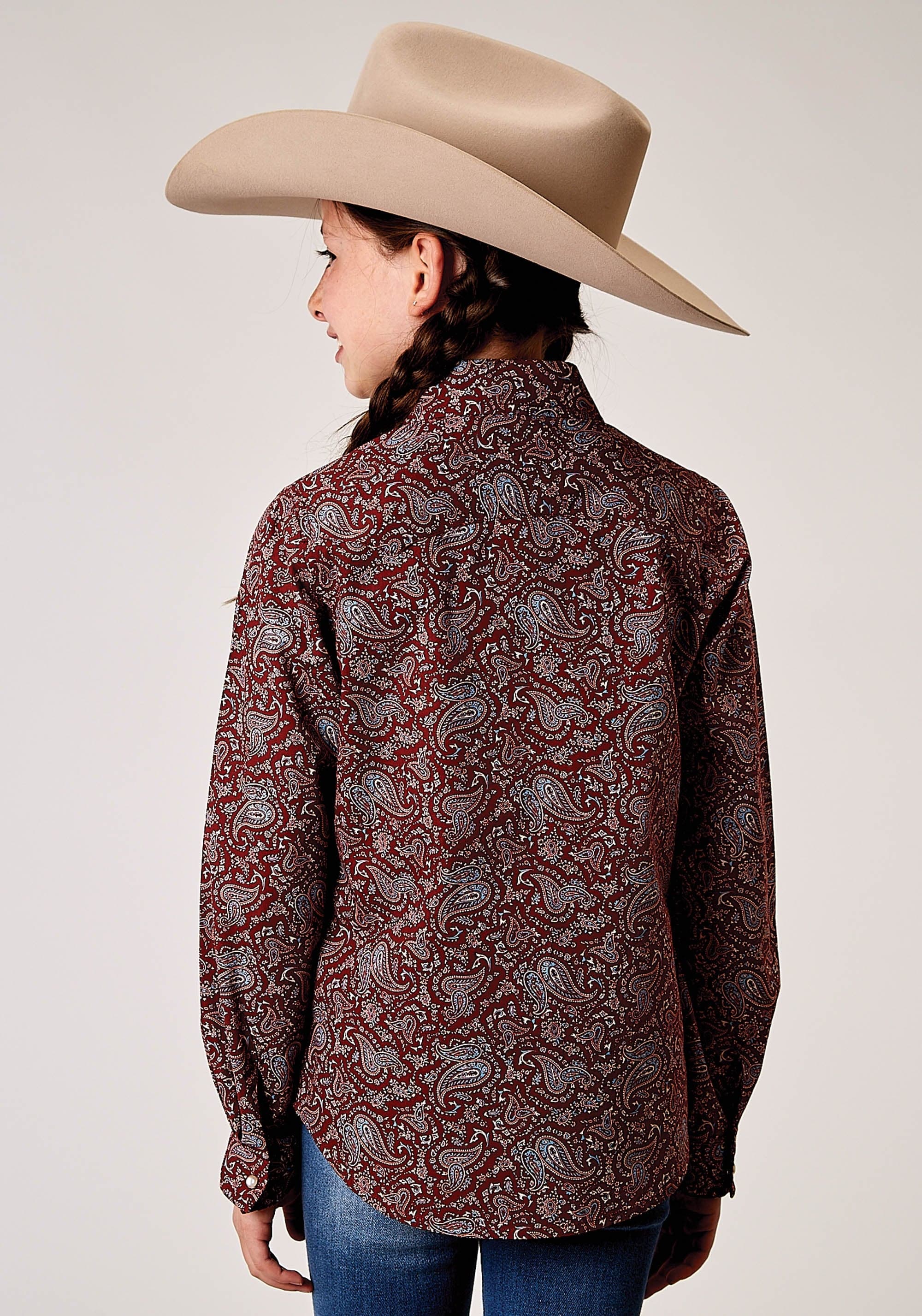 Roper Girls Long Sleeve Snap Vintage Paisley Print Western Shirt - Roper