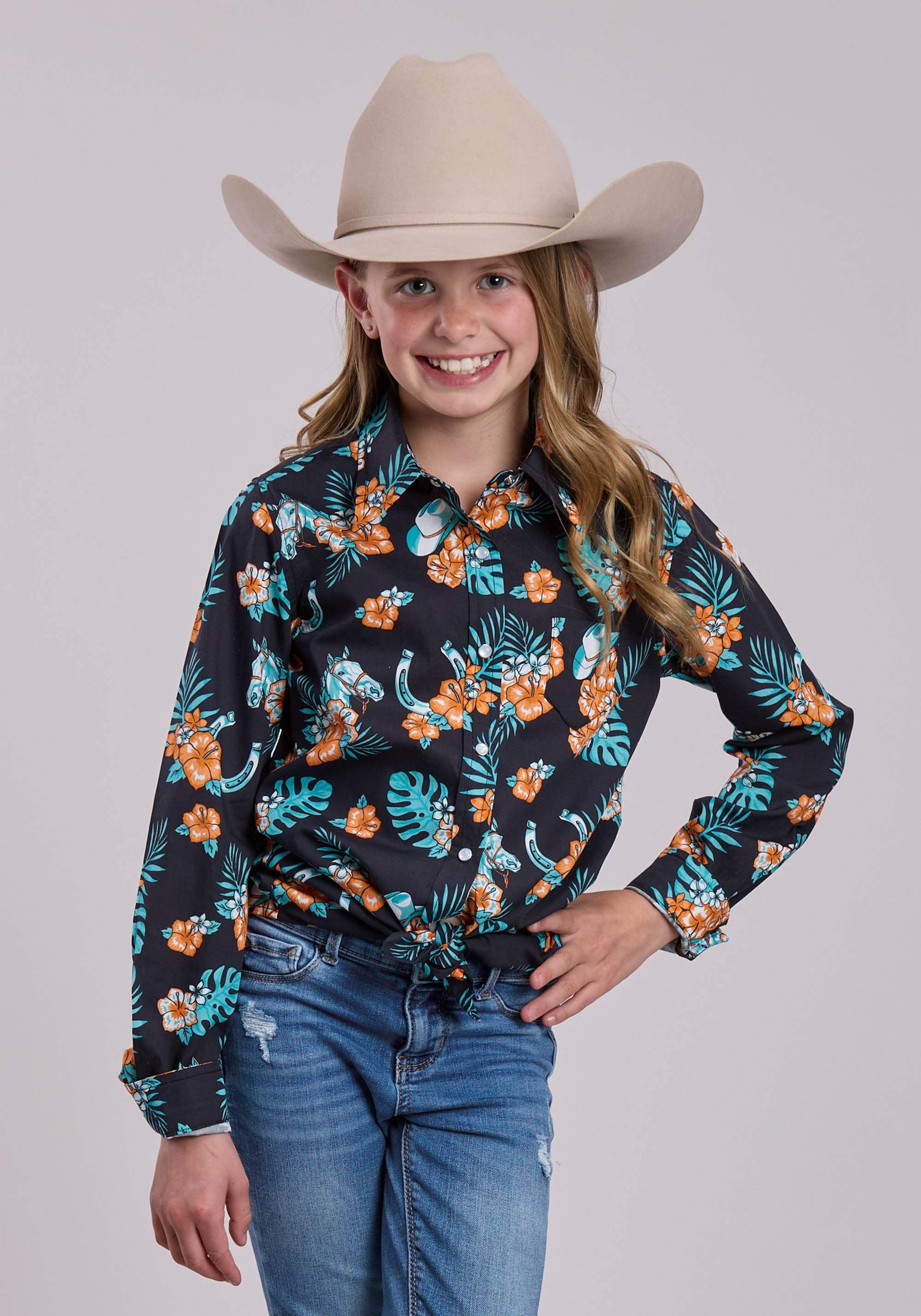 Girls Roper Hawaiian Print Long Sleeve Shirt - Roper - Flyclothing LLC